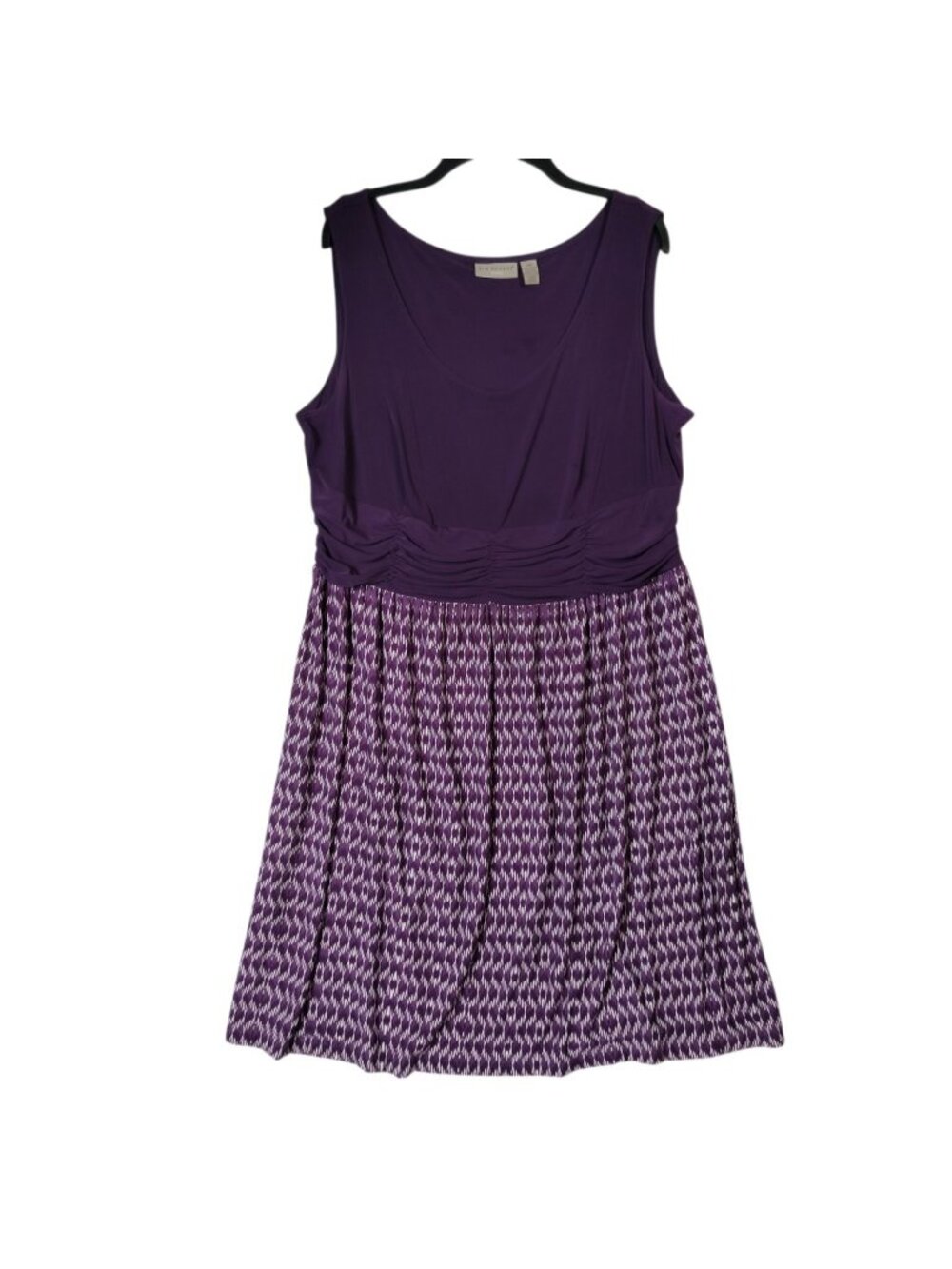 Kim Rogers Dress Size 16W Purple Sleeveless Midi Ruched Empire Waist Stretch